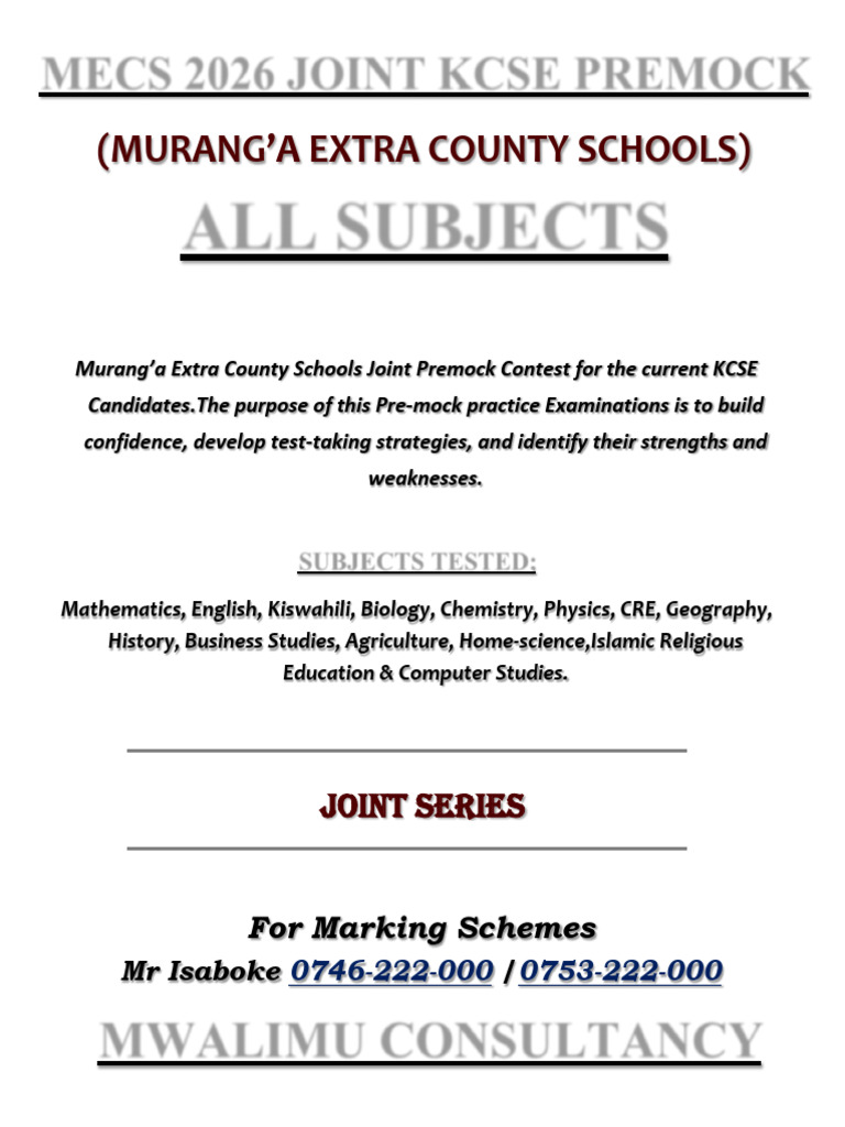 Mecs 2026 Joint Kcse Premock | PDF