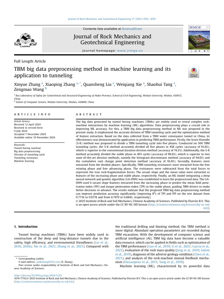 TBM Big Data Preprocessing Method in Machine Learning & Its Application ...