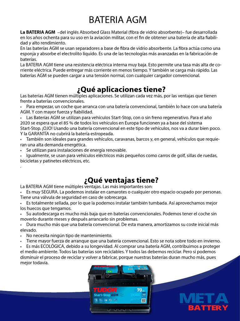 ¿Qué Aplicaciones Tiene?: Bateria Agm | PDF | Lentes | Electricidad
