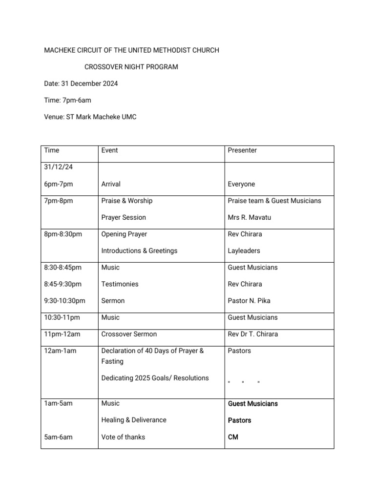2024 Crossover Night Program | PDF