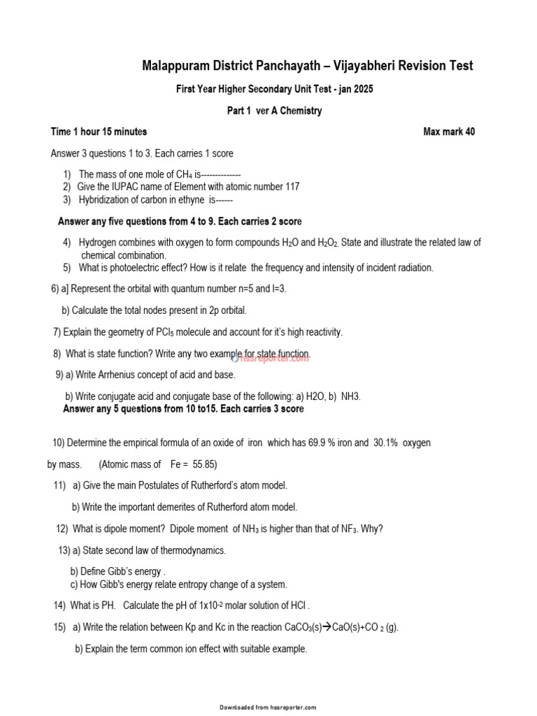+1 Che Part 1 Ver A QP-1 - Hssreporter - Com | PDF