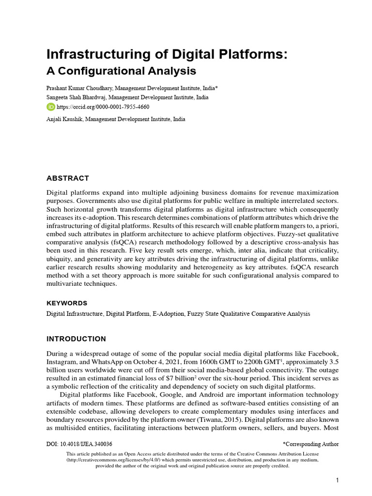 Infrastructuring of Digital Platforms | PDF
