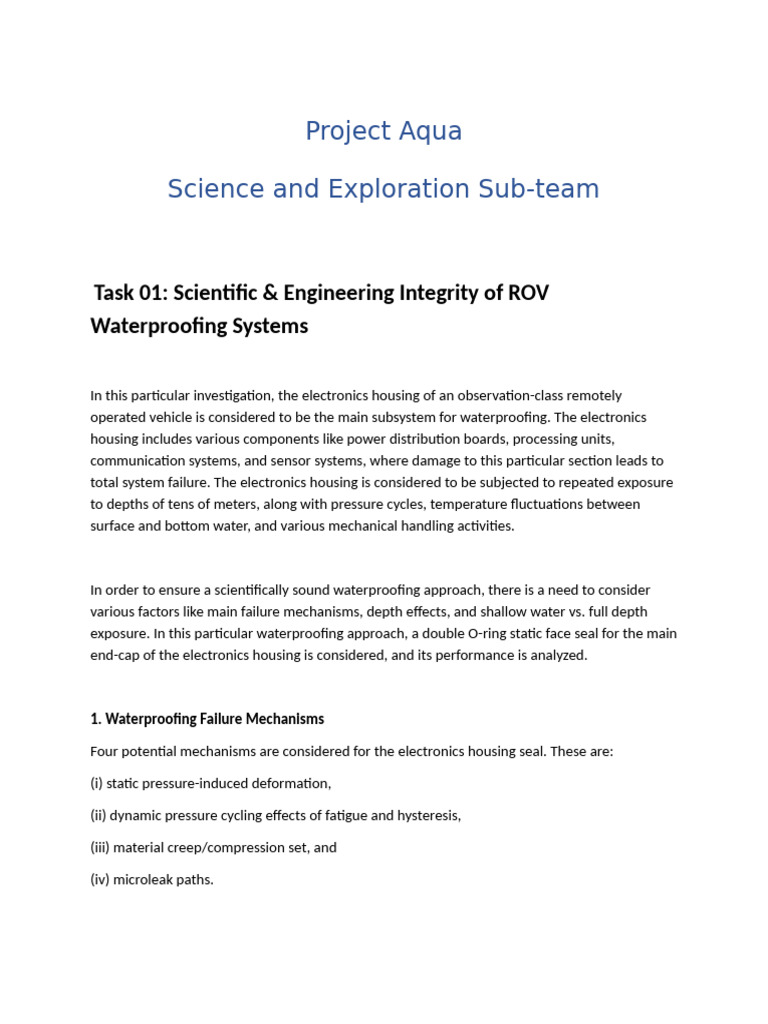 Project Aqua Science and Exploration Sub-Team: Task 01: Scientific ...