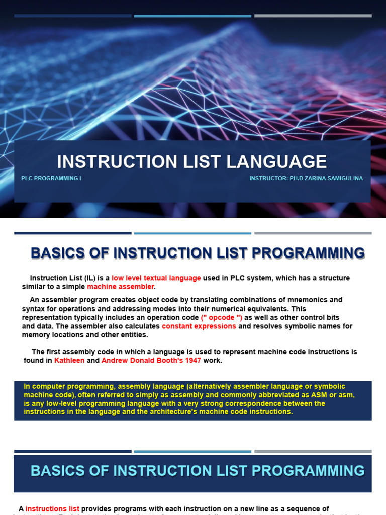 Instruction List Language | PDF