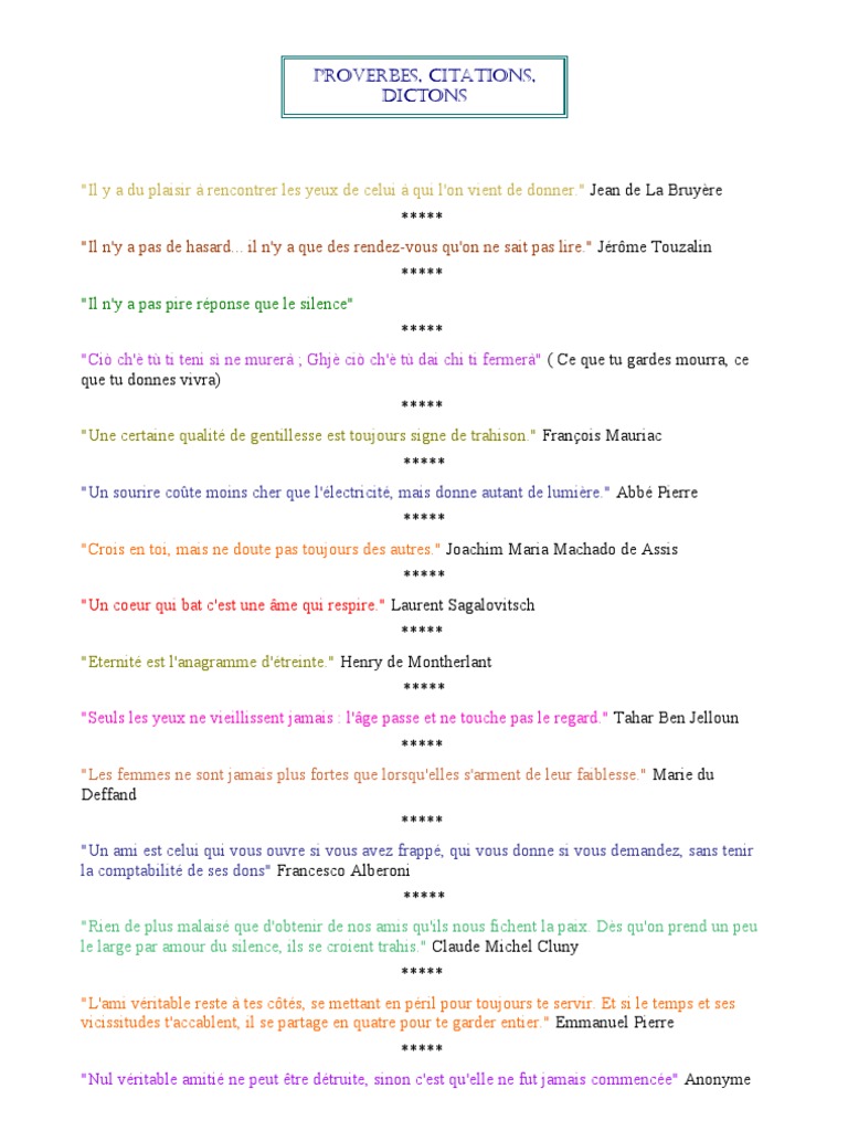 Citations Proverbes Dictons Amour Personnes