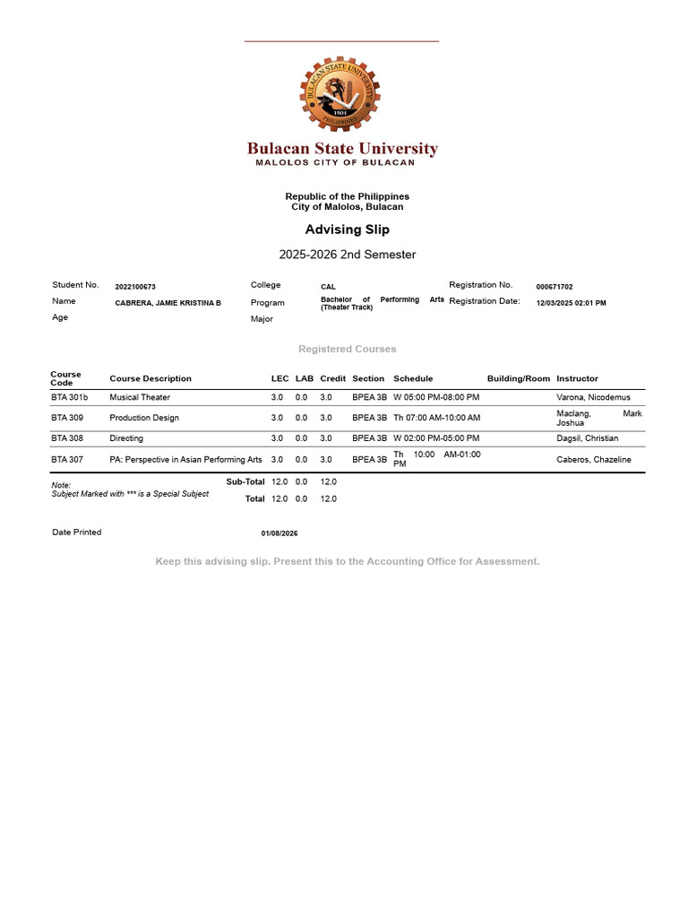 Advising Slip | PDF