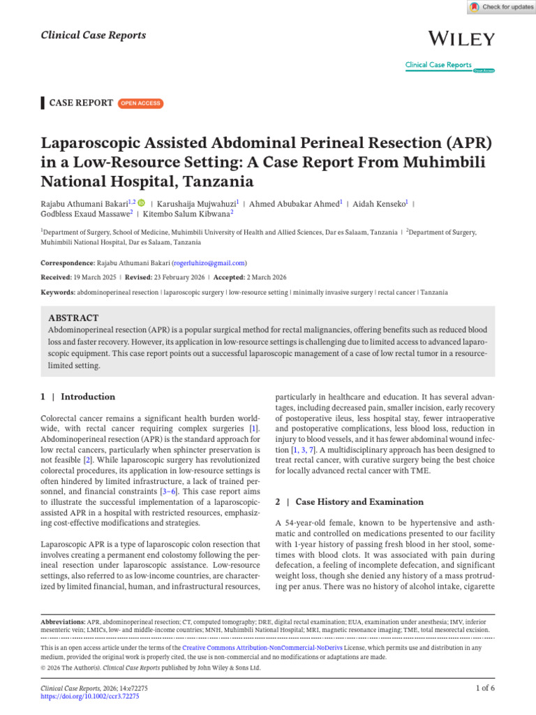 Clinical Case Reports - 2026 - Bakari - Laparoscopic Assisted Abdominal ...