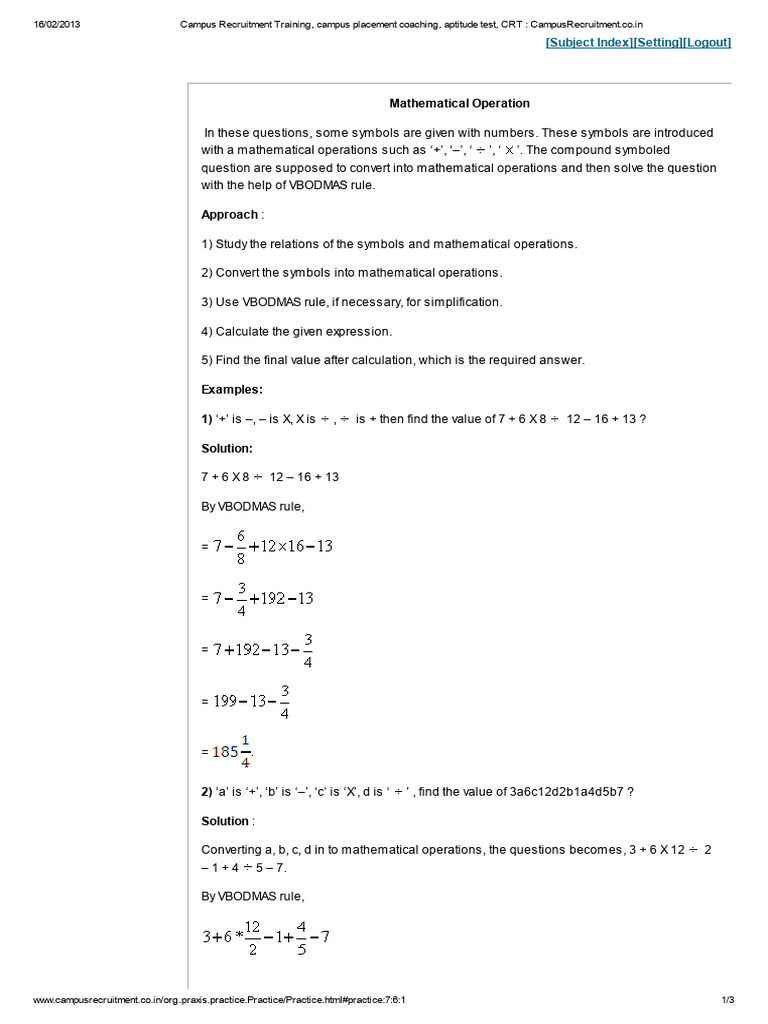 Mathematical Operation | PDF