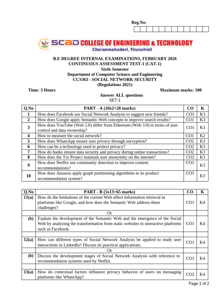 Sns Set 1 | PDF