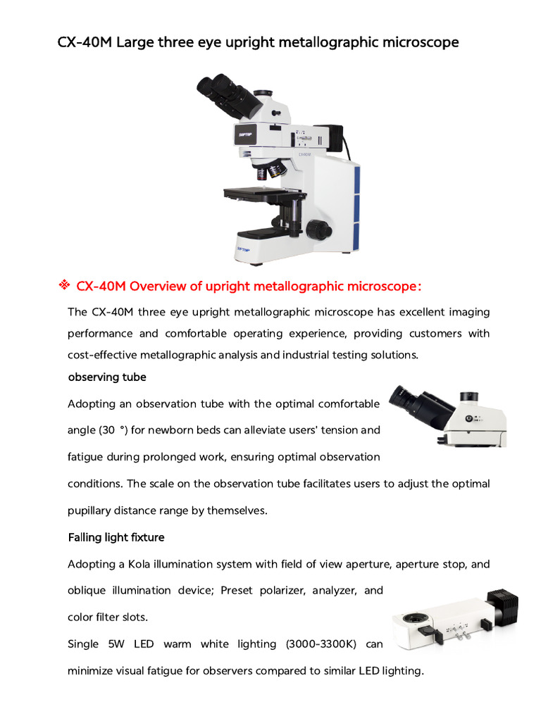 CX-40M Trinocular Vertical Metallographic Microscope | PDF