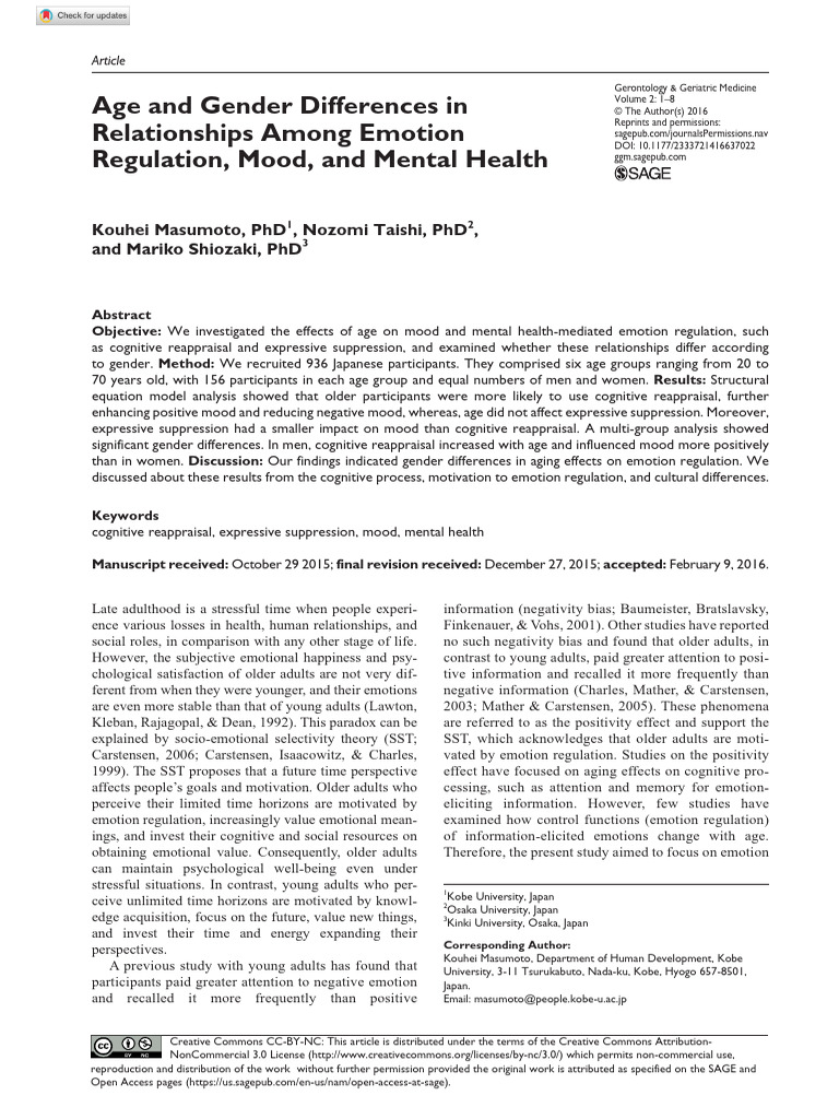 Masumoto Et Al 2016 Age and Gender Differences in Relationships Among ...