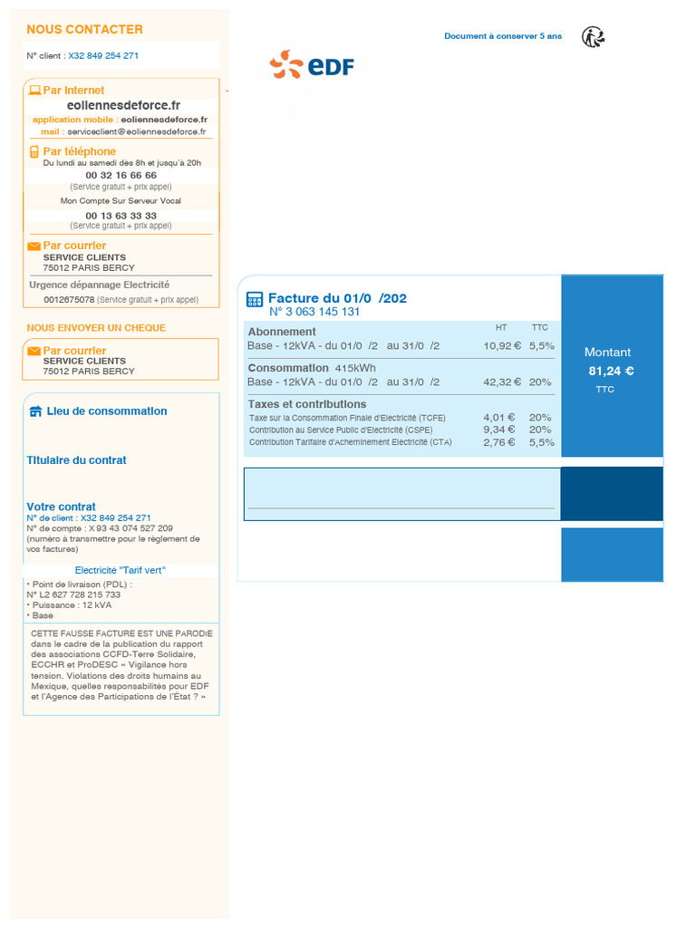 Facture Edf PDF | PDF