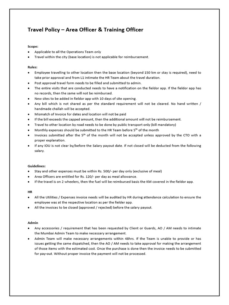 AO To Travel Policy | PDF