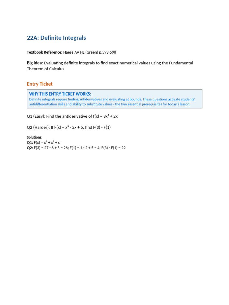 22A Definite Integrals COMPLETE | PDF