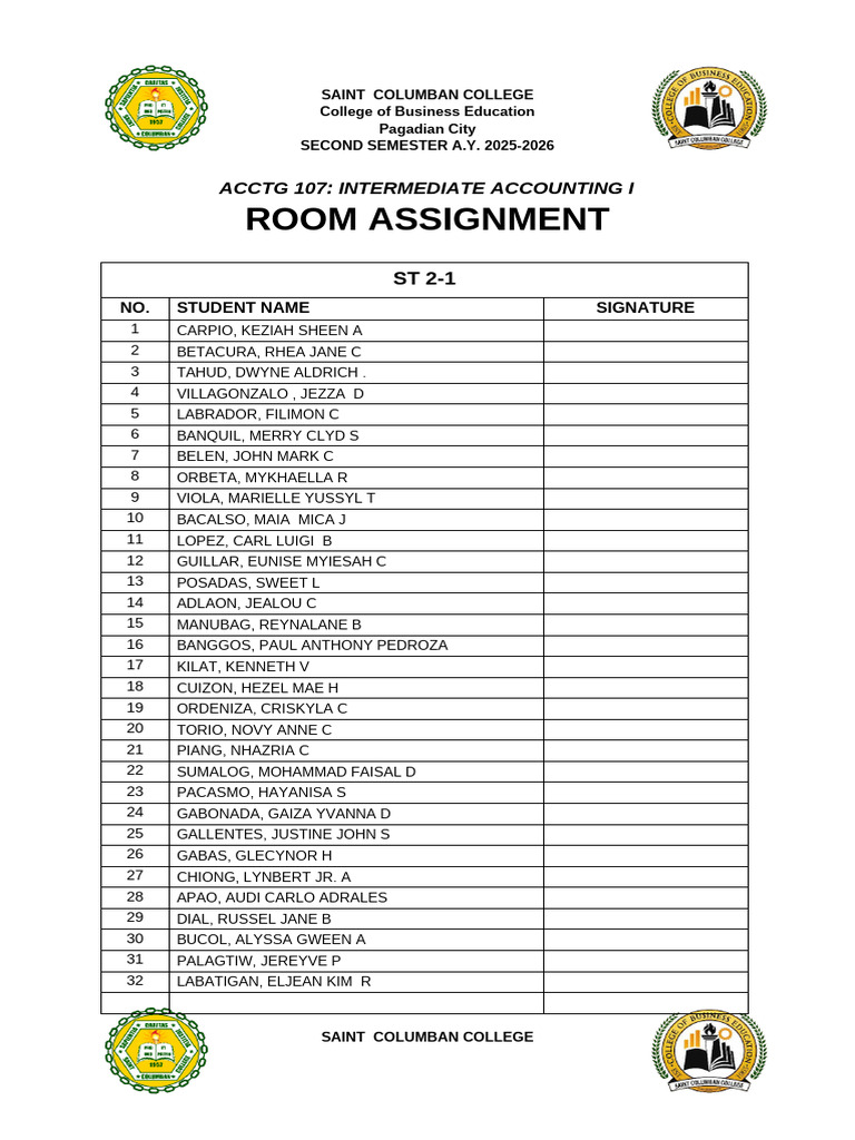Room Assignment | PDF