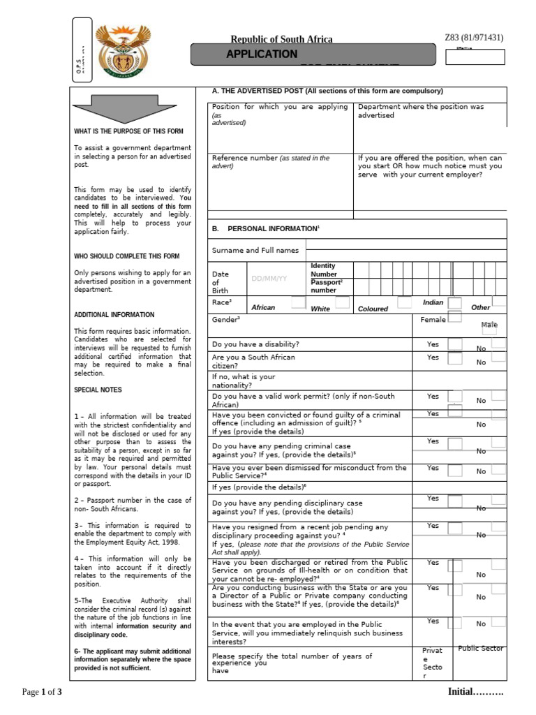 Editable Approved New Z83 Form Gazetted 6 Nov 2020 | PDF