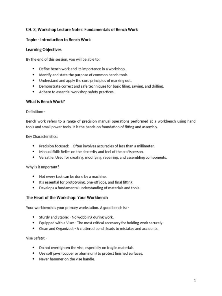 2018EC, CH3, Bench Work | PDF