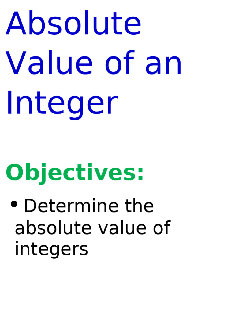 Absolute Value of An Integer. Visual Aids | PDF