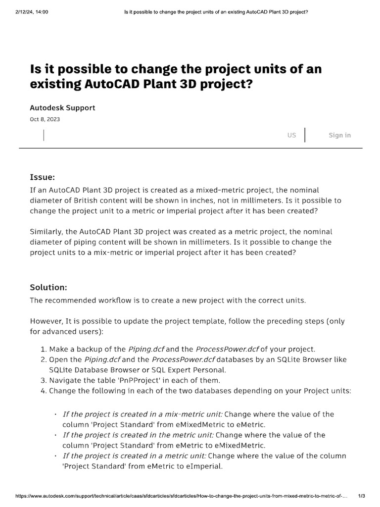 Change Project Units | PDF