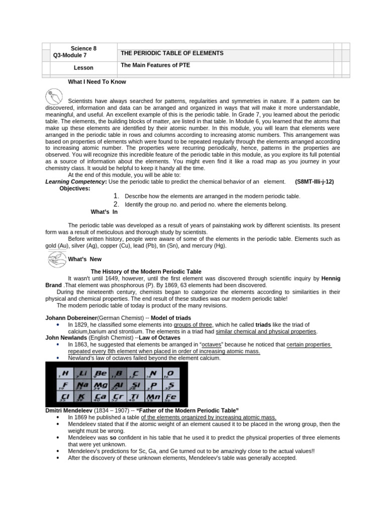 Activity 3.1 Scientists Involved in The Periodic Table | PDF