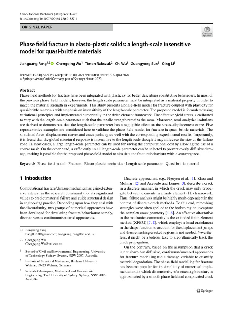 Phase Field Fracture in Elasto Plastic Solids: A Length Scale ...