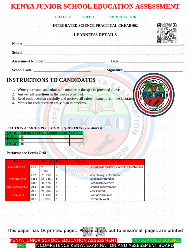 Grade 8 Integrated Science Pp2 002 2026 | PDF