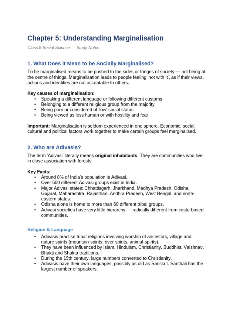 Chapter5 Marginalisation Notes | PDF