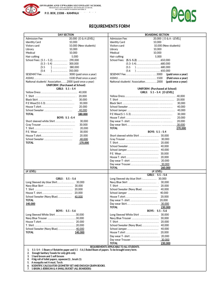 Requirements Form Final | PDF