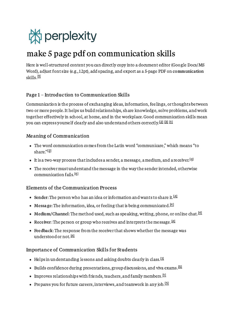 Make 5 Page PDF On Communication Skills | PDF