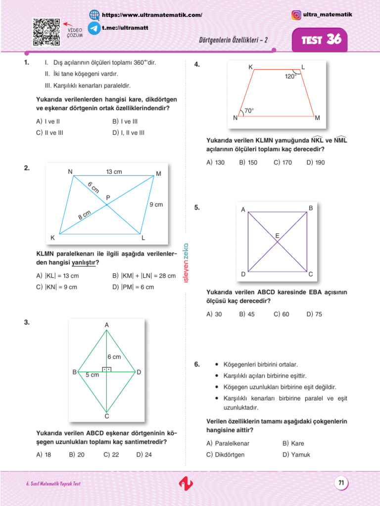 6 MAT YT-36-Dörtgenlerin Özellikleri - 2 | PDF