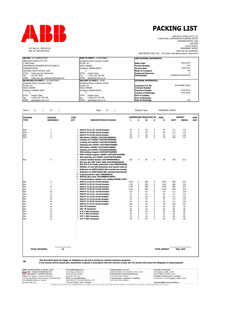 Packing List Rev5 | PDF
