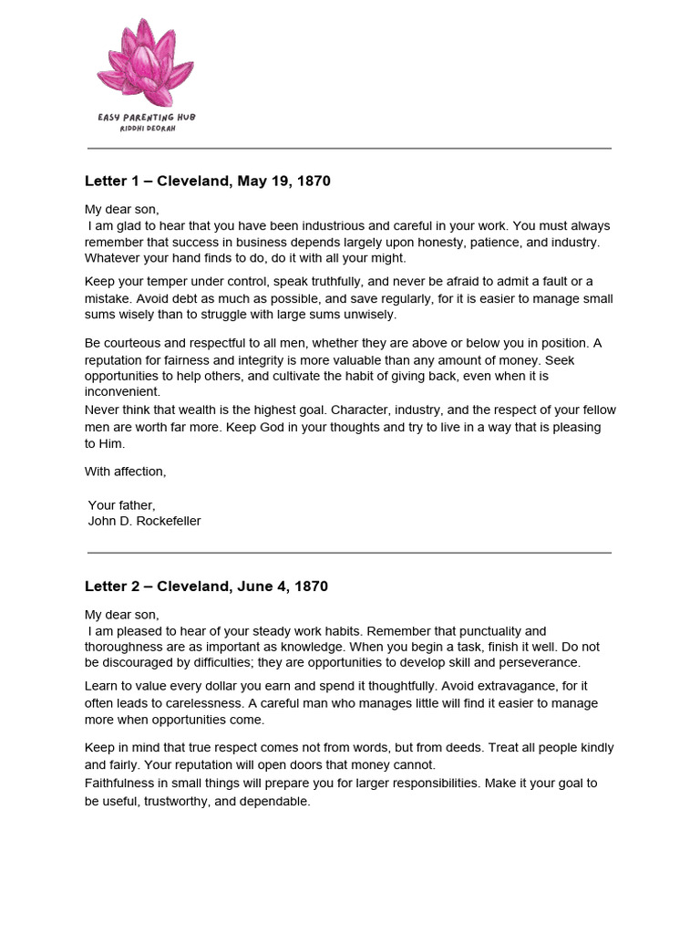 John D. Rockefeller Letters | PDF | Integrity | John D. Rockefeller