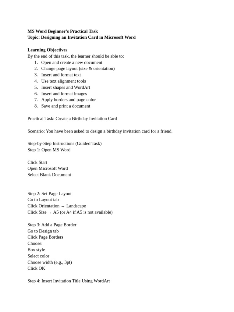 Ms Word Practice | PDF