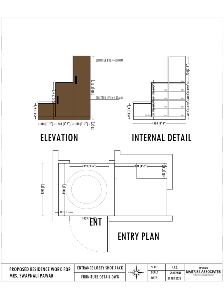 Shoe Rack Furniture Detail DWG | PDF
