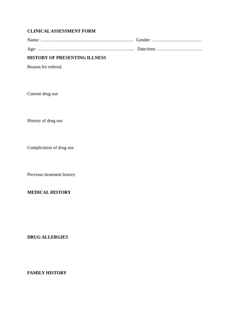 Clinical Assessment Form | PDF