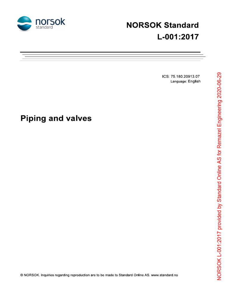 Norsok L-001 - Piping and Valves | PDF | Mechanical Engineering | Plumbing