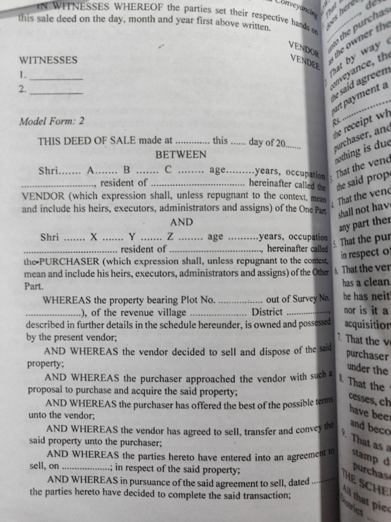Sale Deed Format Draft | PDF