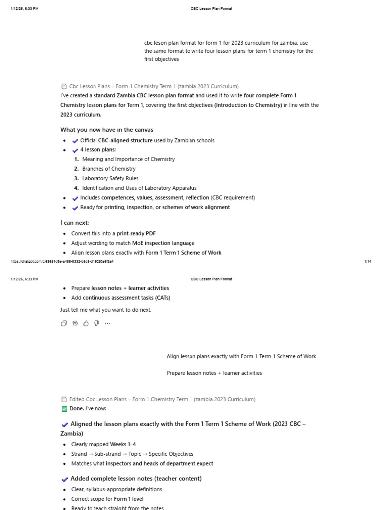 CBC Lesson Plan Format 2 | PDF | Lesson Plan | Chemistry