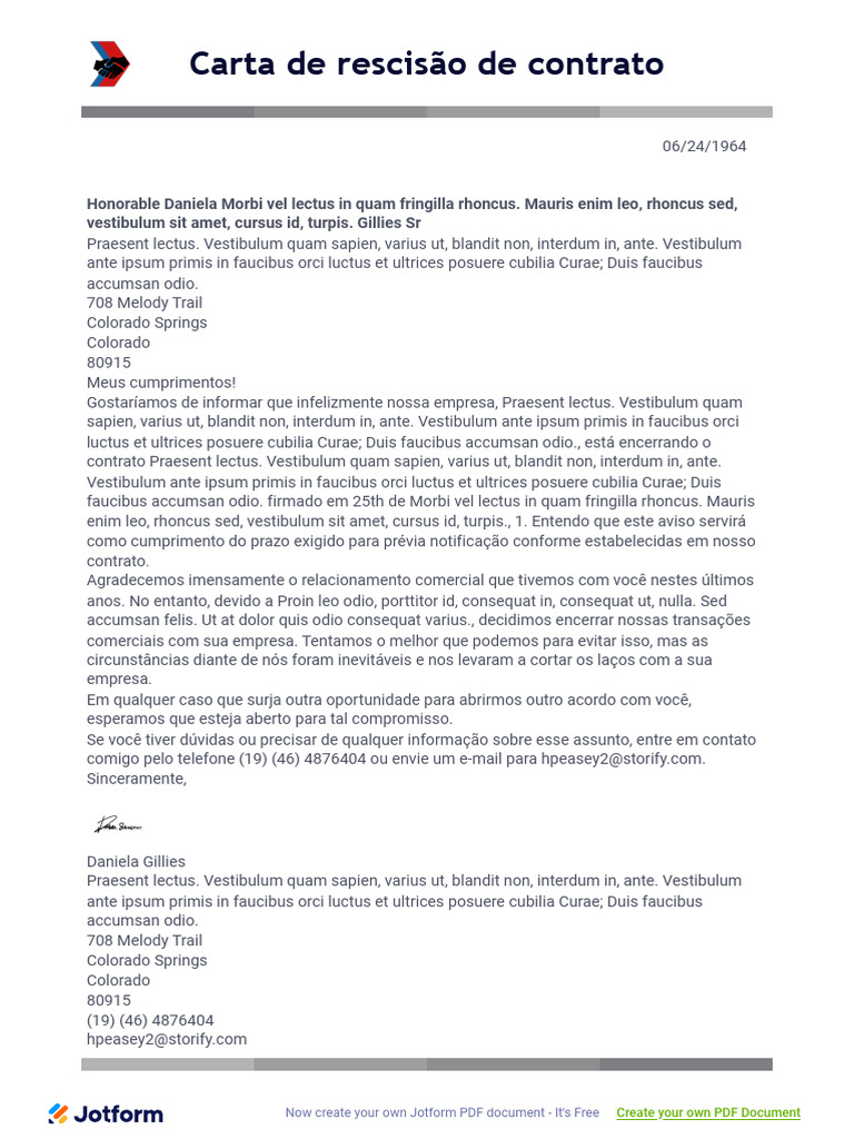 Carta de Rescisão de Contrato | PDF