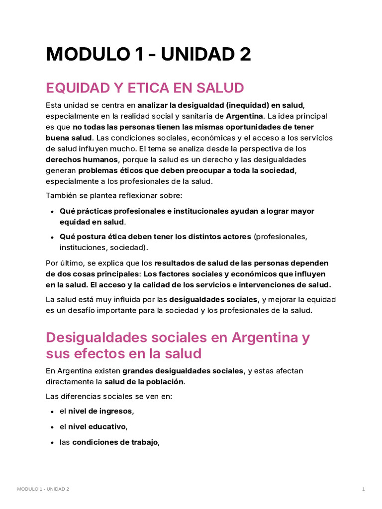Modulo 1 - Unidad 2 | PDF | Desigualdad social | Discriminación y ...