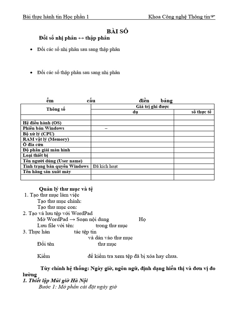Tin 1 - So 1 | PDF