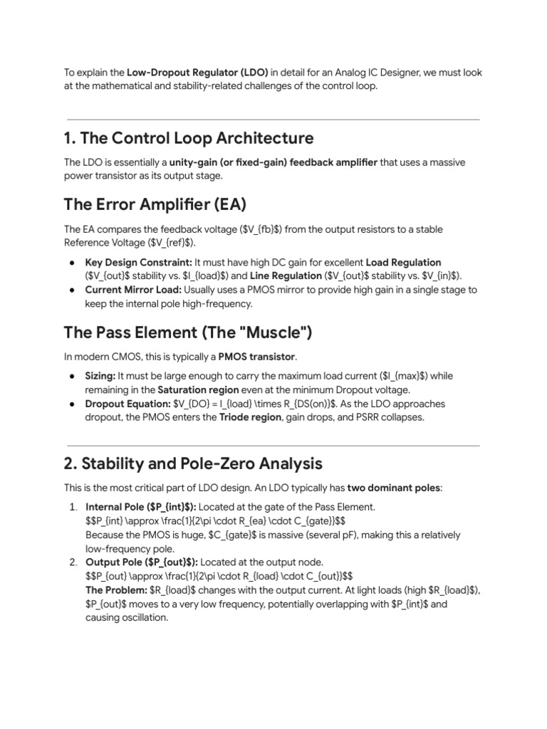 LDO Design - Control Loop, Stability, PSRR | PDF | Electromagnetism ...