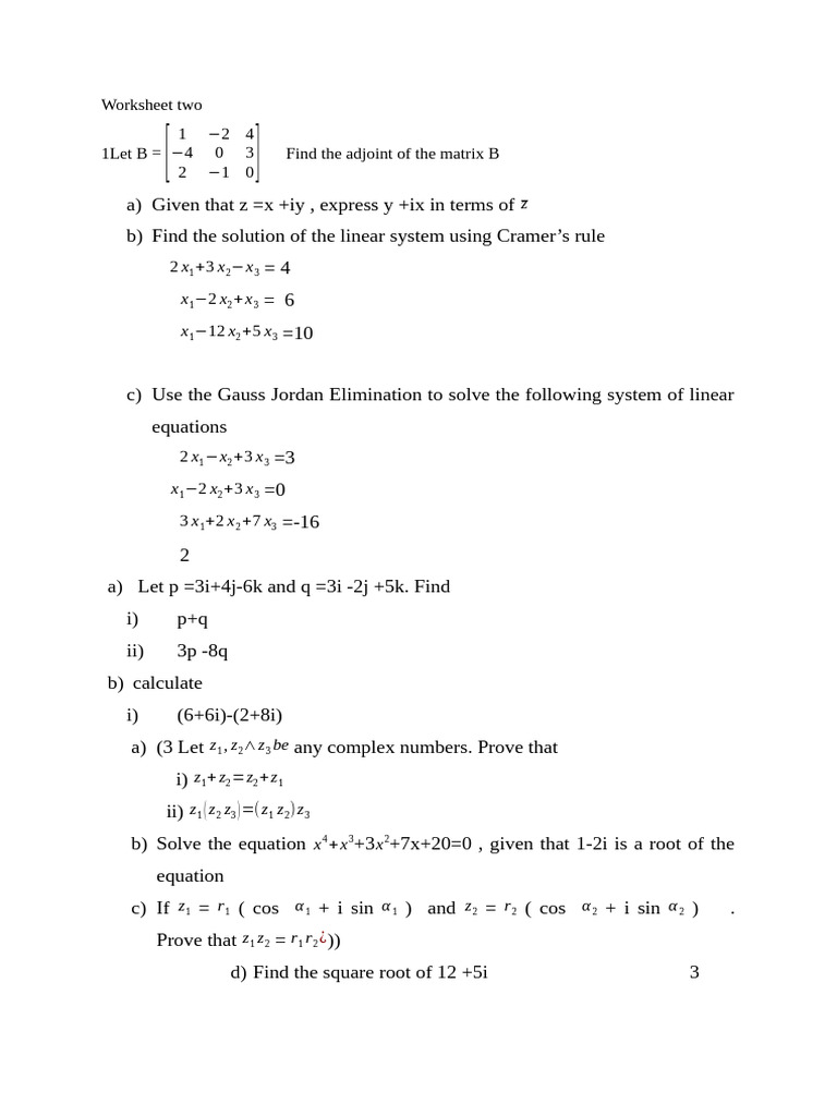Linear Worksheet Two | PDF