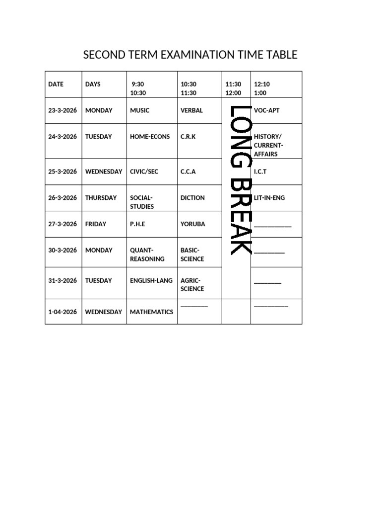 Time Table | PDF