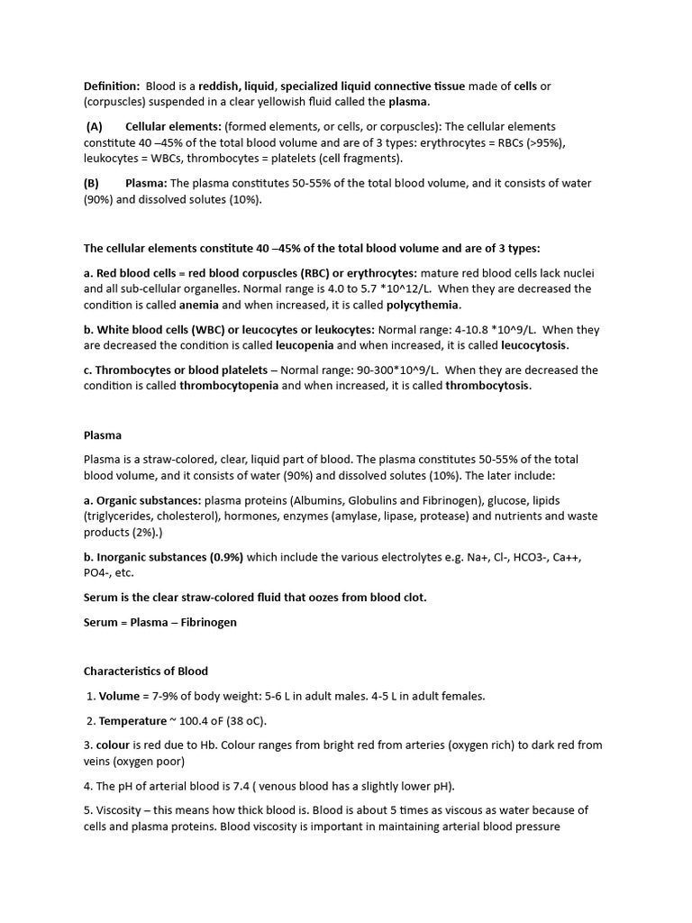 Blood Notes | PDF