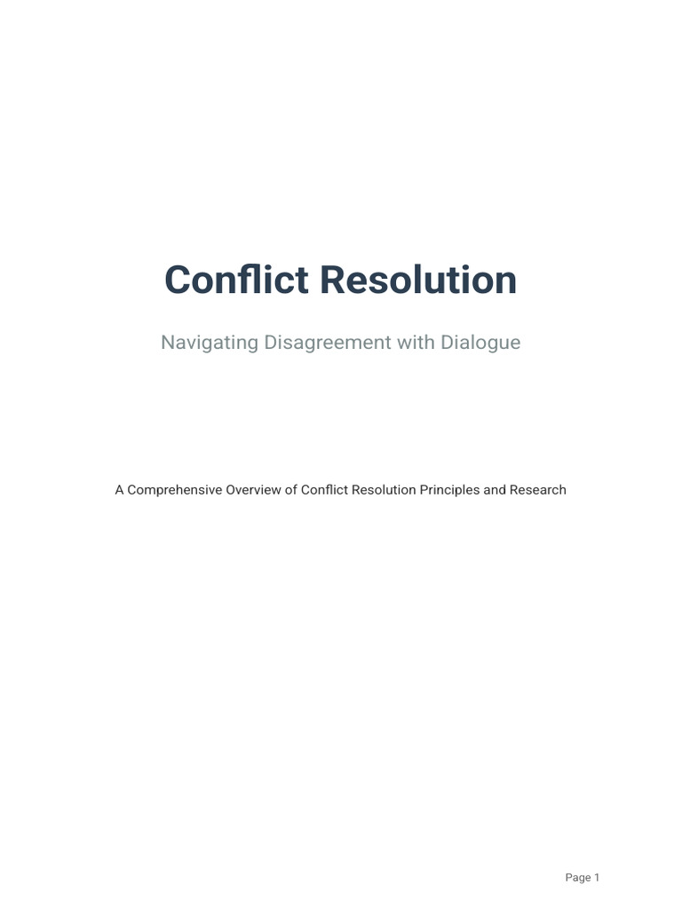 Conflict Resolution Report | PDF | Cognition | Psychology