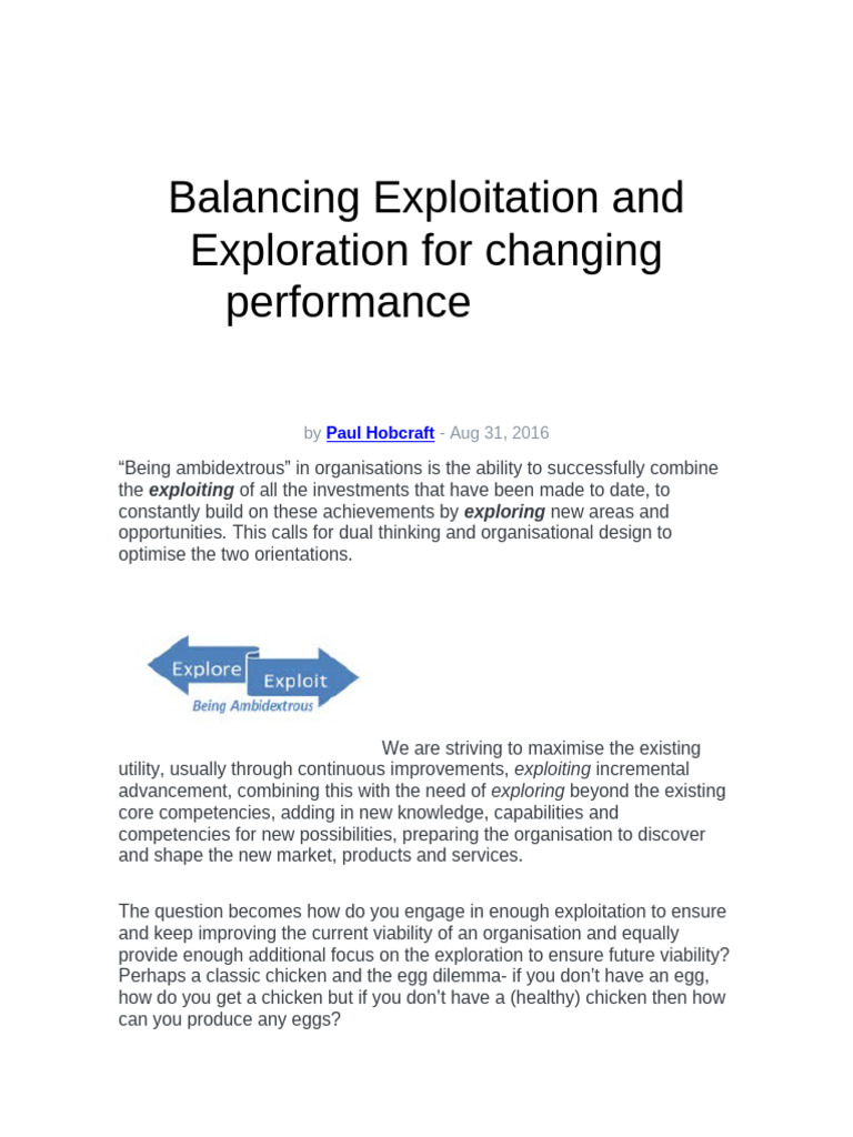 Balancing Exploitation and Exploration | PDF
