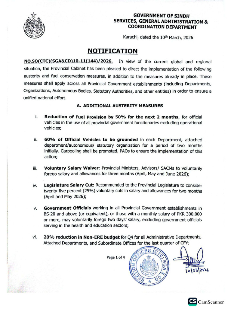 Notification - Fuel Crisis Austerity Measures | PDF