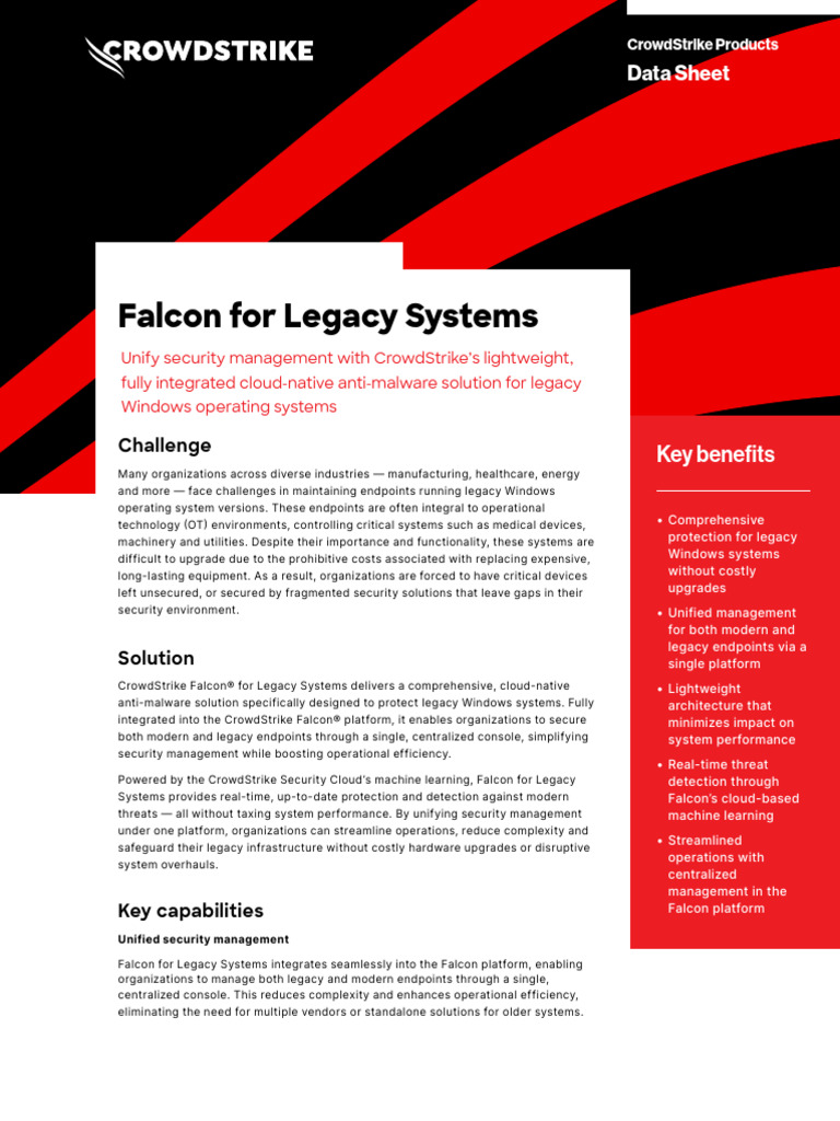 Falcon For Legacy Systems Data Sheetpdf | PDF | Windows Xp | Cloud ...
