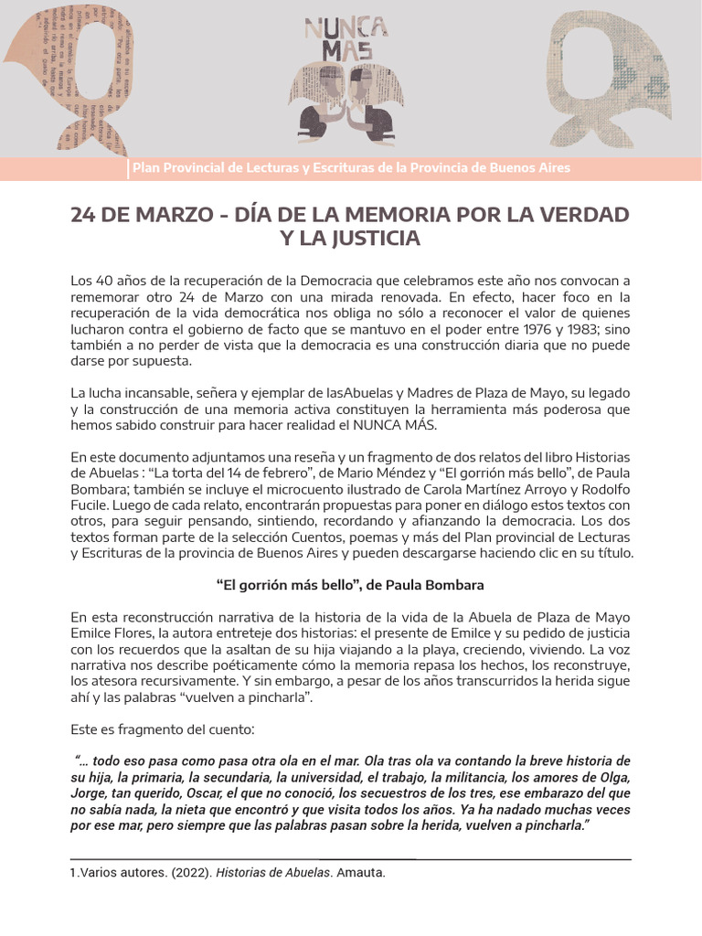24 de Marzo - Día de La Memoria Por La Verdad y La Justicia - Actividad ...